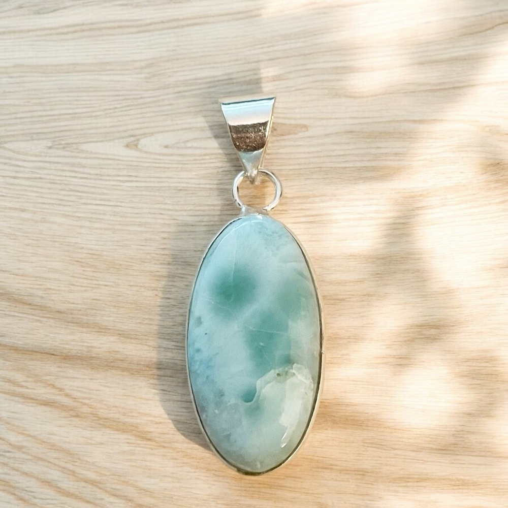❌SOLD❌Handmade Larimar Gemstone Pendant in sterling silver overlay 925